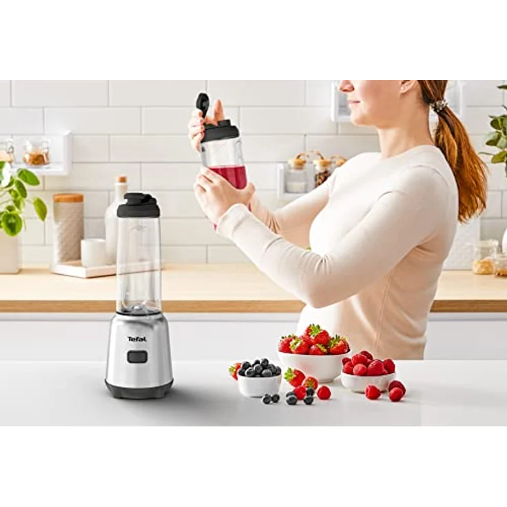 Tefal Mix&Move BL15FD Smoothiemaker, 300 Watt, 0,6 l, inkl. To-Go-Behälter, Edelstahl, silber – Bild 5