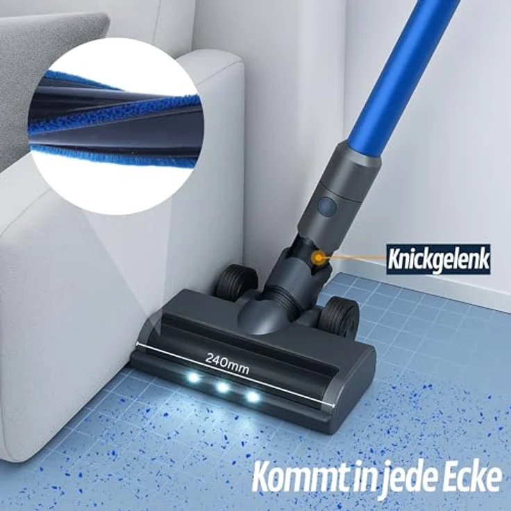 Sommertal VARIO150 Akku Staubsauger, 3in1 Turbosauger mit 45min Laufzeit, LED-Leuchte, ergonomischem Design und HEPA-Filter für Tierhaare, bis 300m² – Bild 7