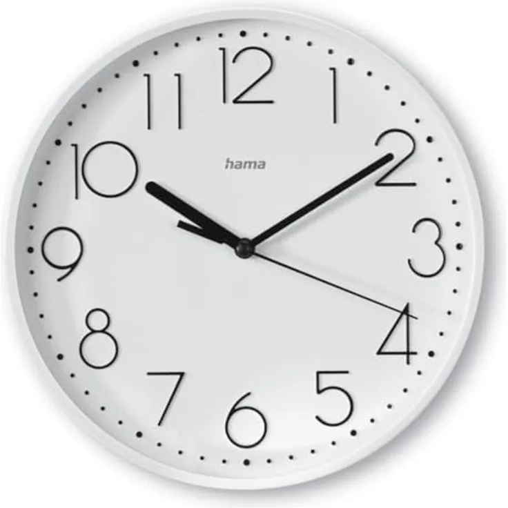 Hama Wanduhr Salina (ohne Tickgeräusche, geräuscharm, Ø 22cm, große Ziffern, analog, inkl. Batterie) weiß