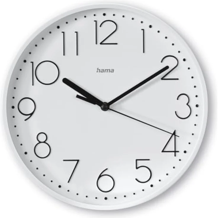 Hama Wanduhr Salina (ohne Tickgeräusche, geräuscharm, Ø 22cm, große Ziffern, analog, inkl. Batterie) weiß – Bild 1