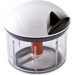 Fissler Finecut / Obst und Gemüseschneider, Multi- Zerkleinerer-manuell, Universalschneider-Küche, Zwiebel-Cutter mit Zugmechanismus (mixen, schleudern, aufbewahren), Weiß
