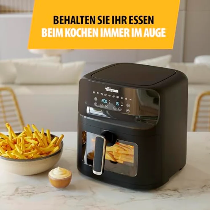Tristar Heißluftfritteuse FR-9039, 1700 W, 7,5 l, digitales Display, Sichtfenster, fettfreies Kochen – Bild 5