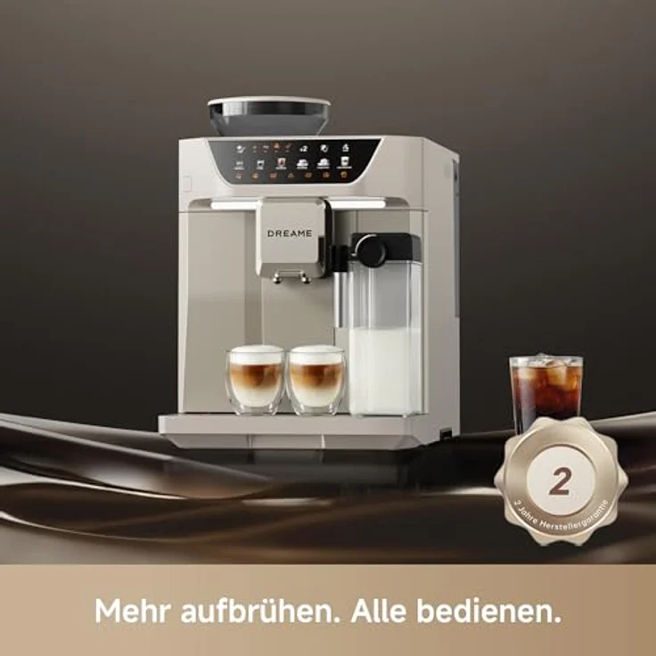 Dreame Ecceluxe™ Master FCM60, Espressomaschine mit intelligenter Mahlwerk, 19 Bar Druck, 6 Getränkeoptionen, abnehmbare Brüheinheit, selbstreinigend, Cremefarbe – Bild 2