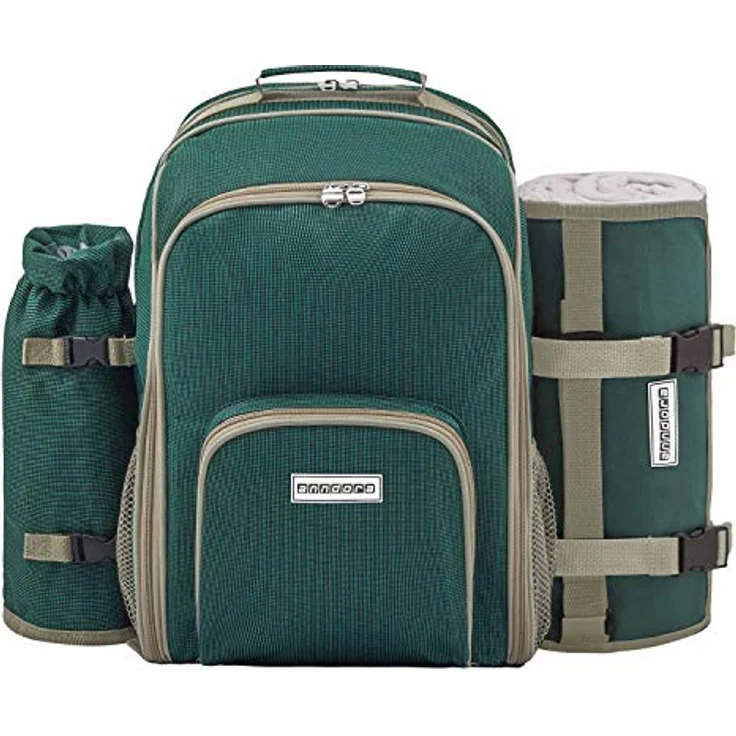 Mit Picknickdecke Grün und Picknickdecke  anndora Picknickrucksack 2 Personen 15 tlg. Zubehör und Picknickdecke grün beige – Bild 2