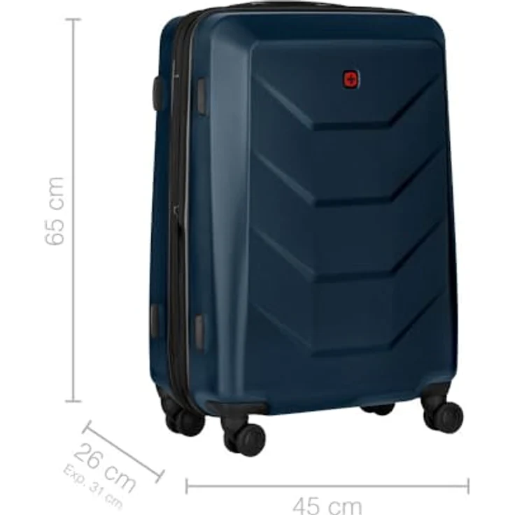 WENGER Prymo Medium Hartschalenkoffer, Trolley mit 4 Rollen, 59 (67) l, erweiterbar, Sicherheitsschloss, blau, 653633 – Bild 2