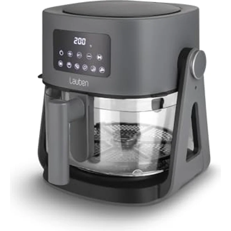 Lauben Glass&Grill Air Fryer 3in1 5500BG Heißluftfritteuse mit 5,5 l Glas-Frittierkorb, 6 Programme + Manuelles Einstellen, Grill- und Bratpfannenfunktion – Bild 1