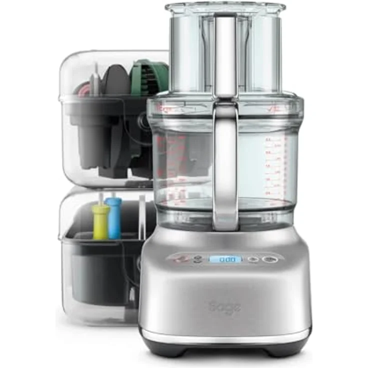 Sage The Paradice 16, Küchenmaschine mit Paradice Kit, 900W, gebürsteter Edelstahl, 1,4 cm Einfüllschacht, Würfeln, Hobeln, Kneten, Schneiden, Raspeln, Hacken, Pürieren, Zerkleinern, Mixen – Bild 2
