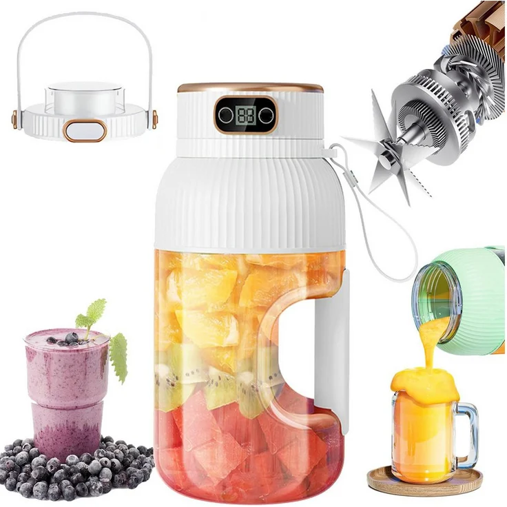 Fine Life Pro Tragbarer Entsafter, 1200 ml Fassungsvermögen, 78 W, Mini-Mixer mit rutschfestem Henkel, ideal für Küche und Outdoor