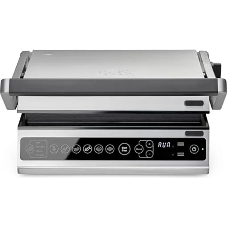Solis Contact Grill Pro (Typ 7953), Elektrogrill 180° aufklappbar, Panini Maker, Sandwich Toaster, Edelstahl, antihaftbeschichtet, spülmaschinenfest, Waffeleisen Funktion