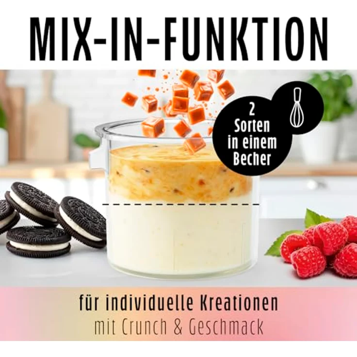 GOURMETmaxx Eismaschine SmoothUp Touch, 700 Watt, 9 Programme, LED Display, inkl. 2 Becher – Bild 4
