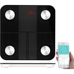 newgen medicals Körperfettwaage: 14in1-Körperanalysewaage aus Glas, Bluetooth, App, Nutzer-Erkennung (Körperwaagen, Waagen mit Analyse App, Senioren Handy)