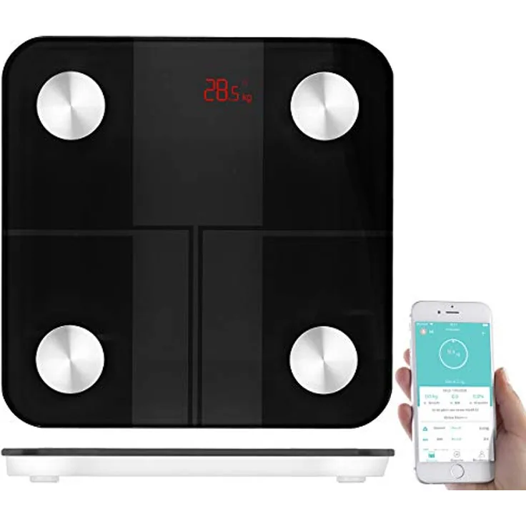 newgen medicals Körperfettwaage: 14in1-Körperanalysewaage aus Glas, Bluetooth, App, Nutzer-Erkennung (Körperwaagen, Waagen mit Analyse App, Senioren Handy)