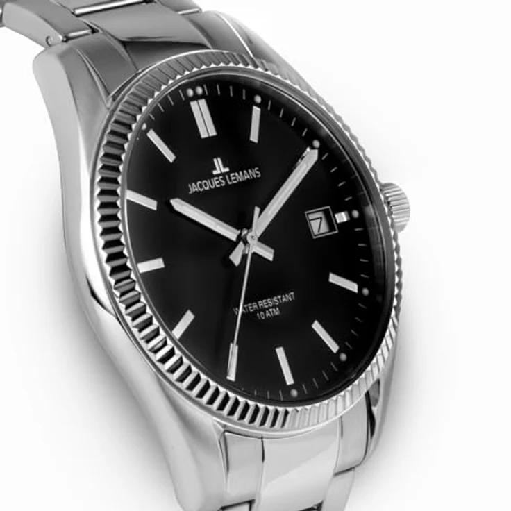 JACQUES LEMANS Herrenuhr Derby Edelstahl/Schwarz 50-3A – Bild 2