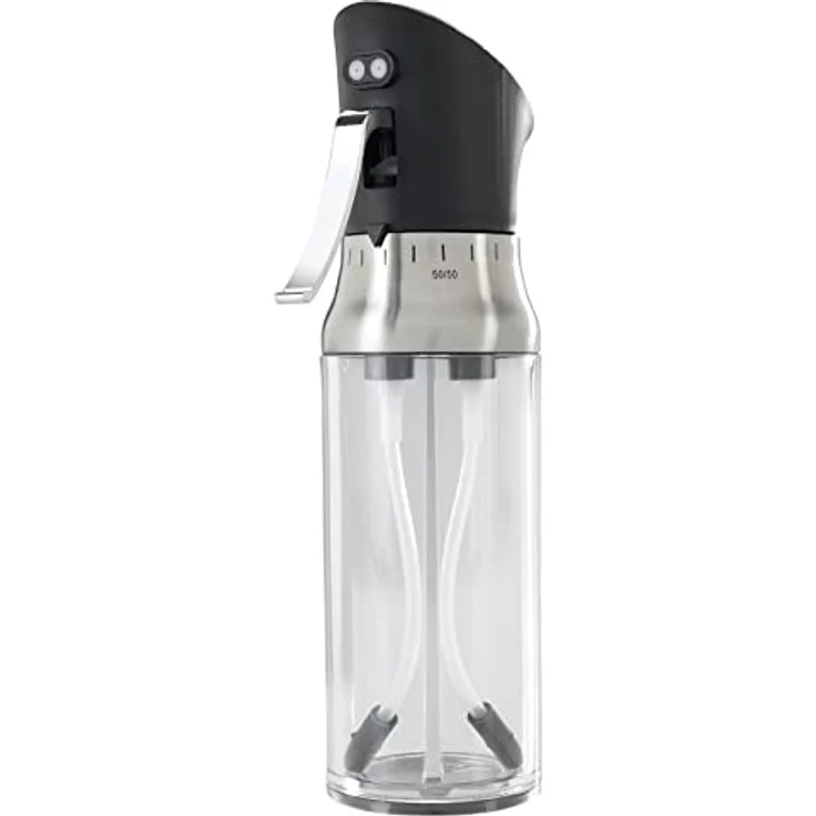 Maximex Mix Zerstäuber, Doppelkammer Essigspender mit Sprühfunktion, 2 x 100 ml Füllmenge, 9 cm x 20,4 cm x 5 cm – Bild 1