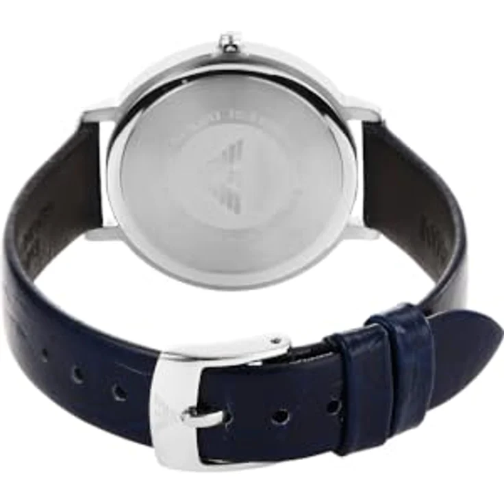 Emporio Armani Damen Uhr AR11095, 32mm Silbernes Edelstahlgehäuse mit Blauem Lederband – Bild 5