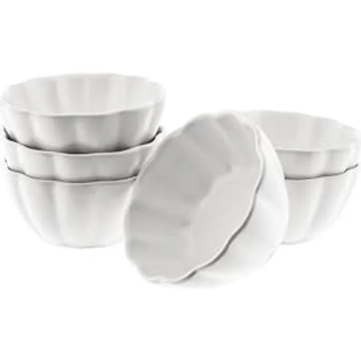 Almina Muffinform Dessertschalen 6er Set aus Porzellan - Lotus Design, Weiß oder Schwarz, 90 ml Volumen, für Muffins und Desserts