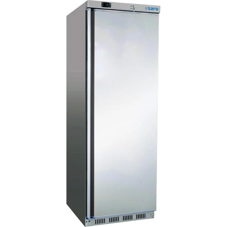SARO Kühlschrank Modell HK 400 S/S PRO, 239 Liter, statische Kühlung mit Umluftventilator, weißer Edelstahlschrank, digitale Temperaturkontrolle