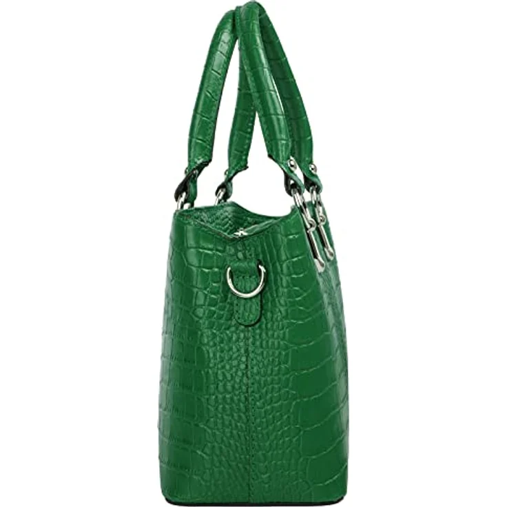 Cluty Umhängetasche, echt Leder im Kroko-Design, Made in Italy, abnehmbarer Schultergurt, 2-geteiltes Hauptfach – Bild 5