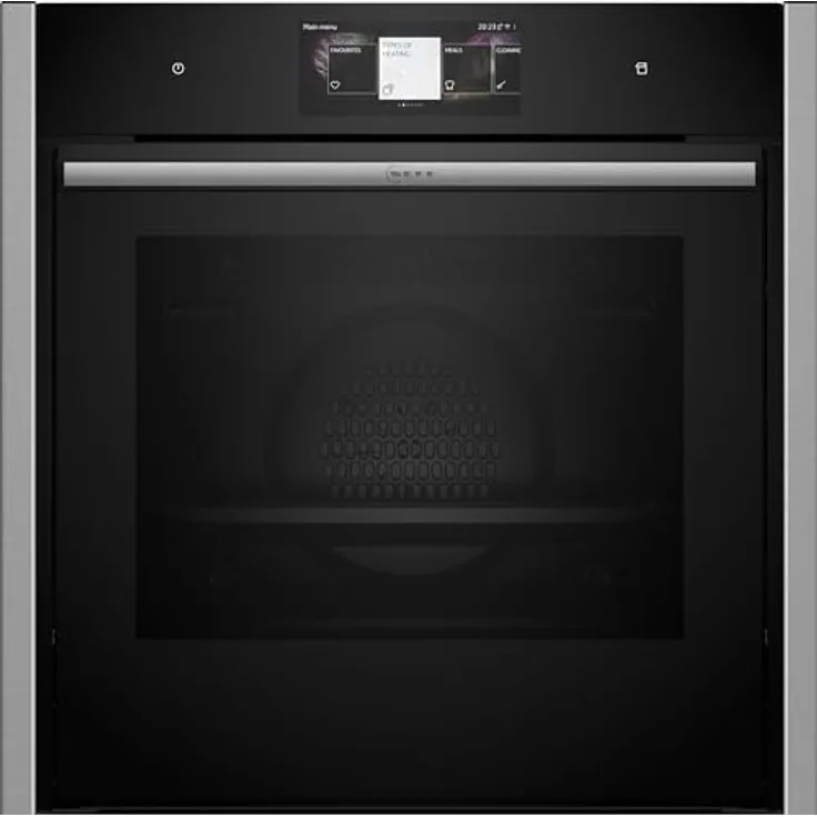 Neff B64FT33N0, N90, FullSteam Slide und Hide Dampfbackofen, 60x60cm, Edlestahl, 6.8 Zoll Full Touch TFT-Farb- und Grafikdisplay, Home Connect, Soft Opening und Close, Multipoint Bratenthermometer