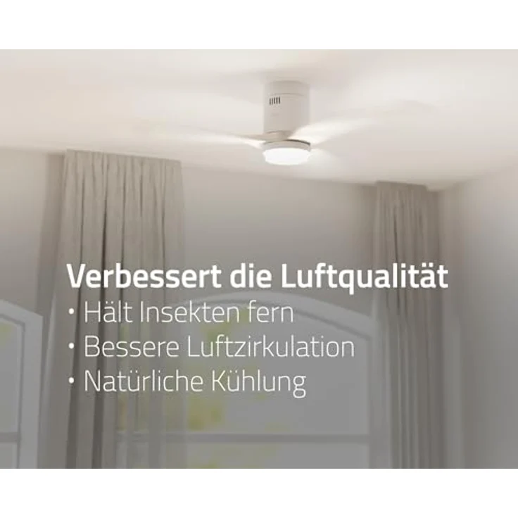Hombli Smart Deckenventilator mit LED Licht, App- und Fernbedienung, Weiß mit Holzoptik, 132 cm, leise, WLAN, für Räume bis 12 m² – Bild 3