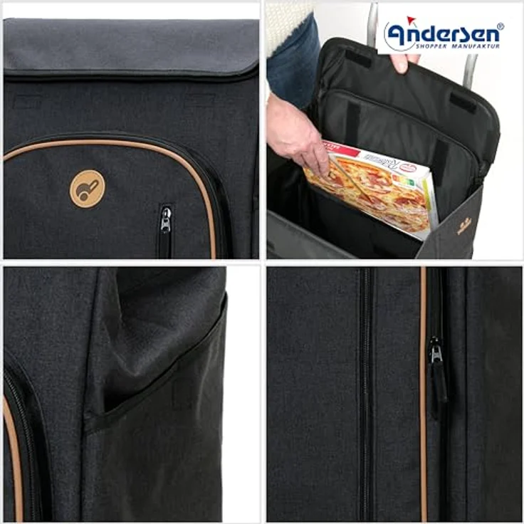Andersen Einkaufstrolley - Royal Shopper Folke schwarz 61 L Thermo, Aluminium, klappbar, leise Räder – Bild 5