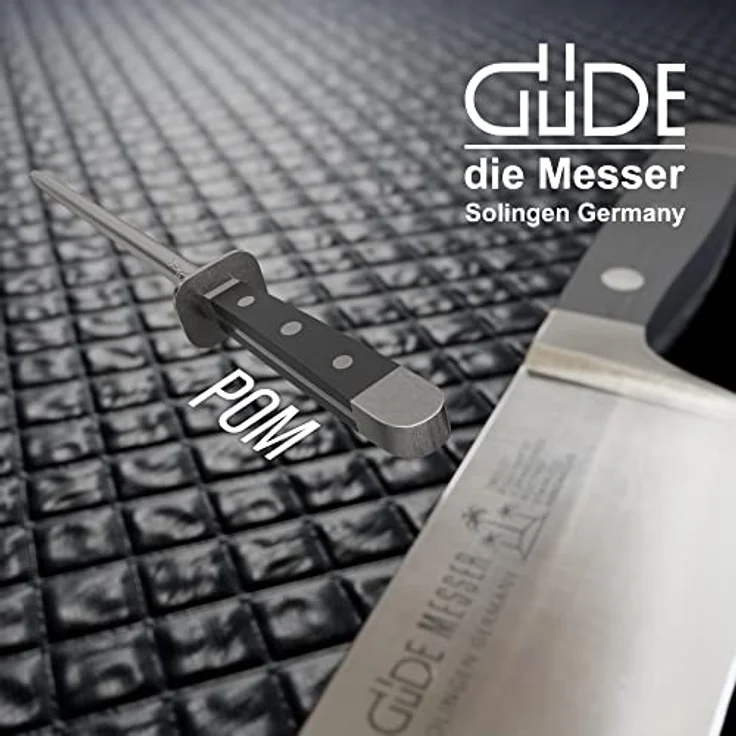 GÜDE Solingen - Wetzstahl geschmiedet, 26 cm, POM schwarz, ALPHA, Doppelkropf, Handmade Germany, legierter Werkzeugstahl, rostfrei – Bild 3