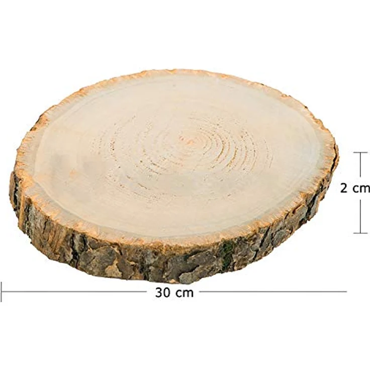 Unbekannt Runde Holzscheibe 30 cm x 2 cm, unbehandelt mit Baumrinde, ideal für DIY Tischdeko und Hochzeiten – Bild 2