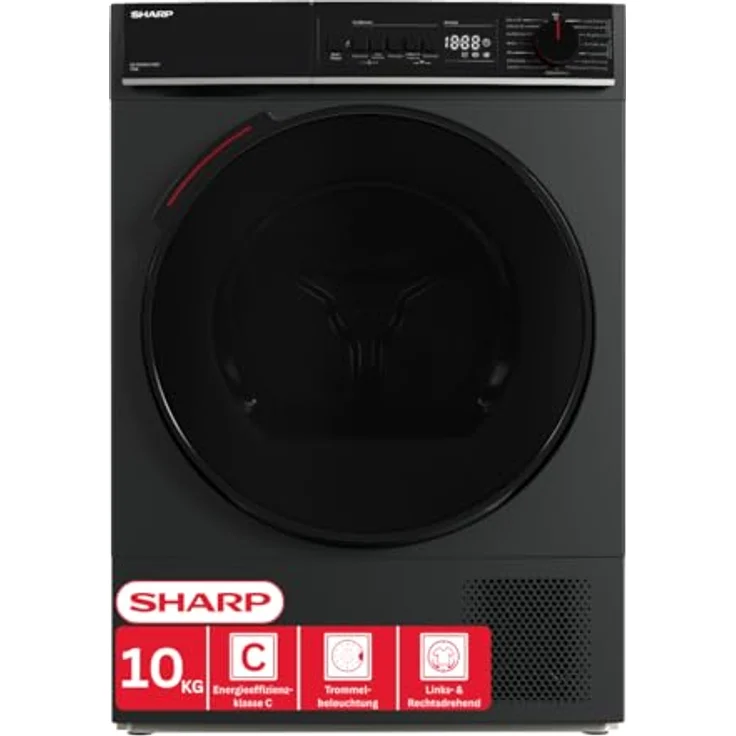 SHARP KD-WNHB0S9GAC-DE Wäschetrockner, 10 kg, Energieeffizienzklasse C, WiFi, 15 Trockenprogramme inkl. 20-Minuten-Schnelltrockenprogramm, Espresso Grey – Bild 1