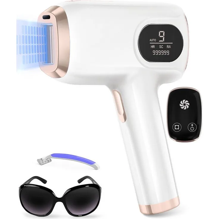 ibettertec IPL-Haarentfernungsgerät, Laser Haarentferner mit 999,999 Lichtimpulsen, 3 Funktionen (Haarentfernung, Hautverjüngung, Aknebehandlung), 9 Energiestufen, für Gesicht, Achseln, Bikinizone und Körper