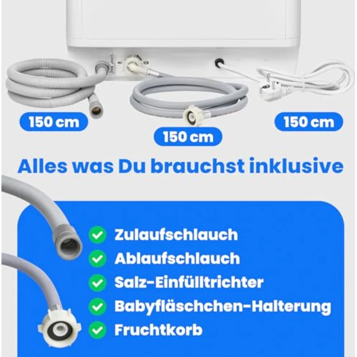 Bomann® TSG 5704 Tischgeschirrspüler, Mini Geschirrspüler mit integriertem Wassertank, 6 Programme, 36-70°C, Camping Spülmaschine, silbergrauer Geschirrkorb – Bild 4