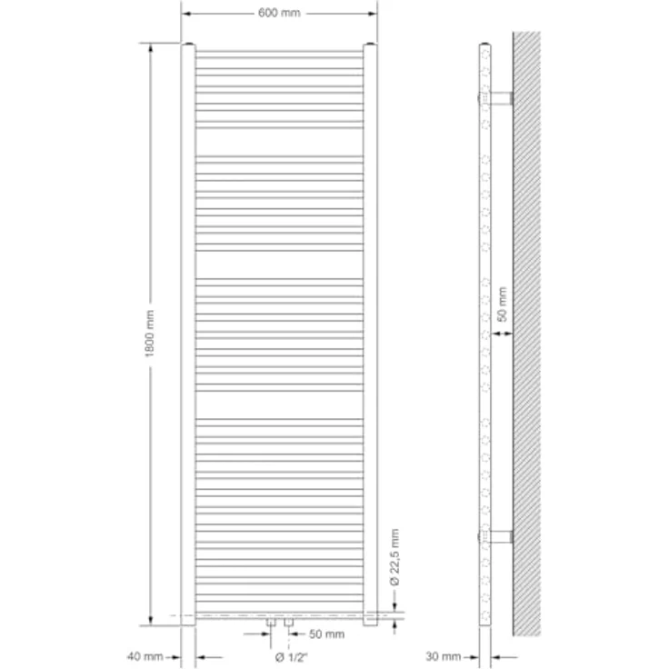 LuxeBath Badheizkörper Sahara 600x1800 mm, Weiß, Designheizkörper mit hoher Wärmeleitfähigkeit – Bild 4