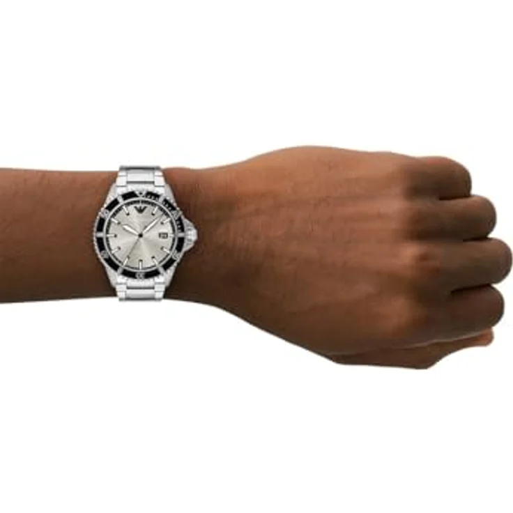 Emporio Armani Herren Analog Quarz Uhr AR11683, Edelstahl Armband, graues Zifferblatt, 42-mm-Gehäuse, wasserdicht bis 100 m – Bild 5