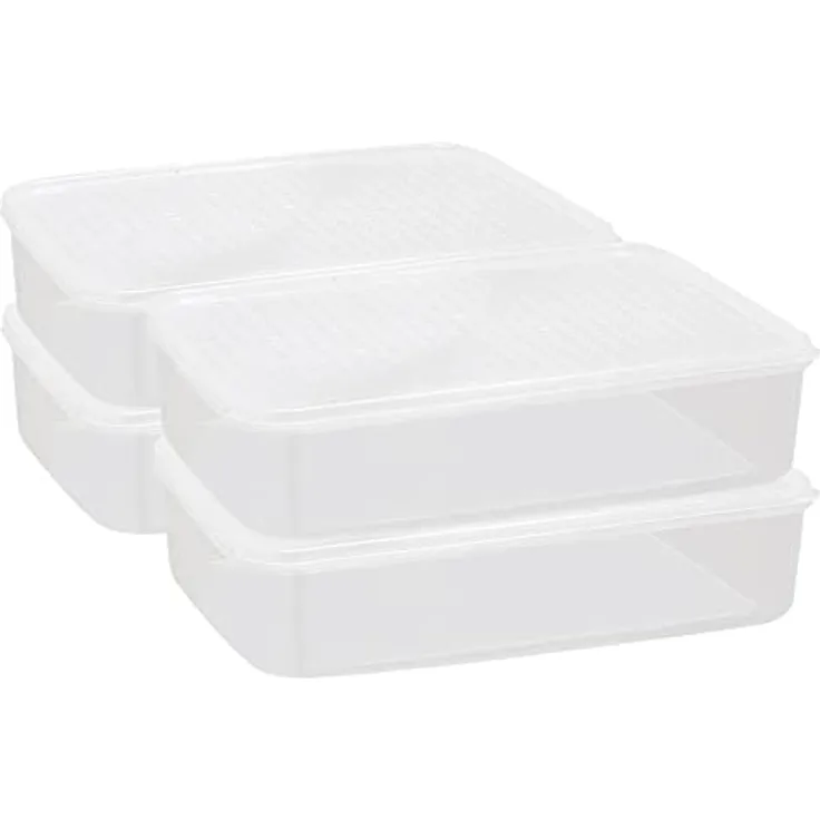 Cetomo 1.1L * 4 Frischhaltedosen aus Kunststoff mit Deckel,Lebensmittelbehälter, Mikrowelle, Gefrierschrank und spülmaschinenfest, Lunchboxen, Kühlschrank Organizer Behälter mit Deckel