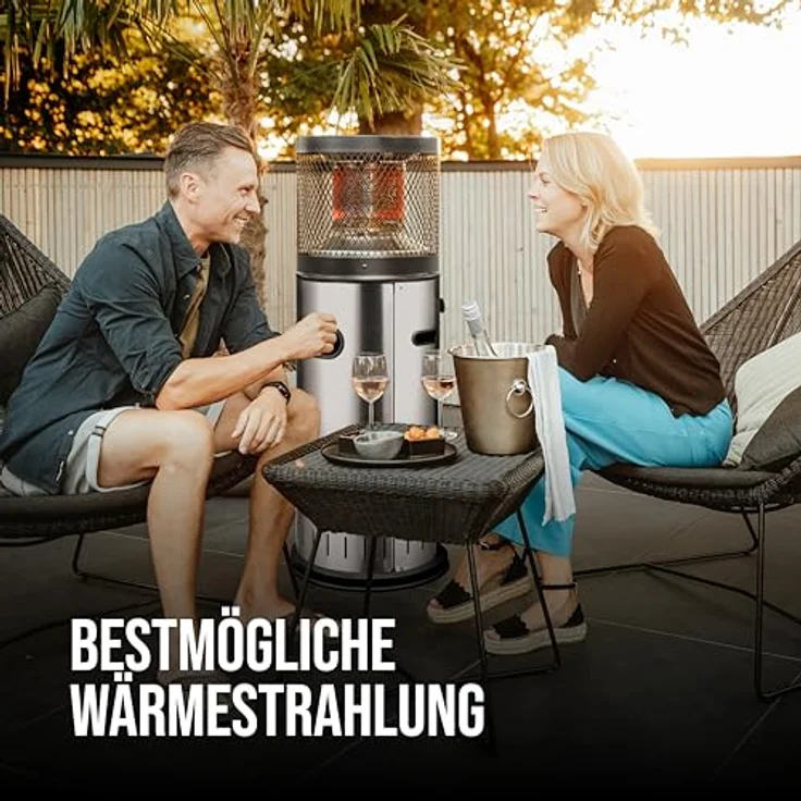 Enders® Terrassenheizer Gas POLO 2.0, Gas-Heizstrahler mit ENDUR Reflektionssystem, stufenlose Regulierung, Transporträder, Umkippsicherung - Schwarz – Bild 2