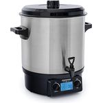 Stagecaptain GWK-27D Glühweinkocher - Digitaler Einkochautomat mit 27 Liter - LCD-Anzeige - 2000 Watt - Edelstahl - Einfache Bedienung (Temperatur und Zeitschaltuhr) - Abschaltautomatik - Silber