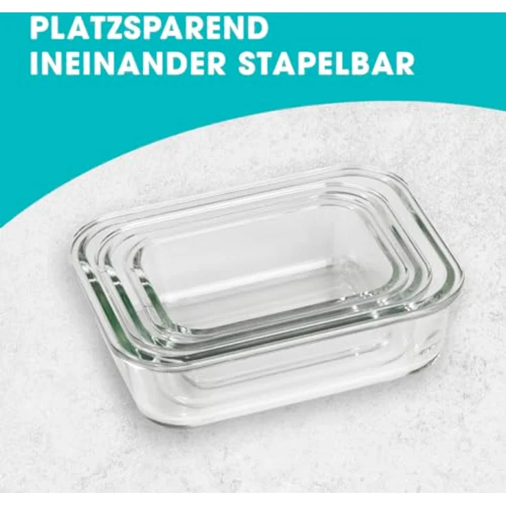 GOURMETmaxx Klick-it Glas Frischhaltedosen 3er Set, luftdicht und auslaufsicher, für Spülmaschine, Mikrowelle, Backofen und Gefrierschrank, transparent – Bild 8