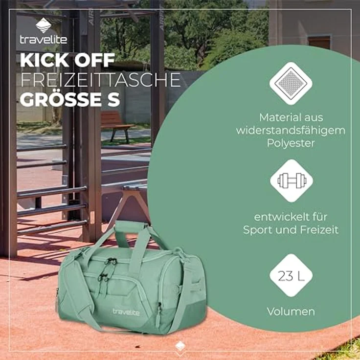 Travelite Kick Off Weekender Reisetasche S, 40 cm, grün, 100% Polyester, kompakt und praktisch – Bild 3