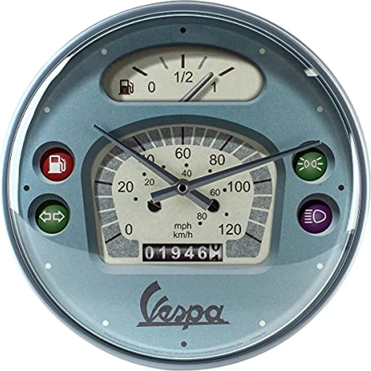 Nostalgic-Art, Retro Wanduhr, Vespa – Tacho – Geschenk-Idee für Roller-Fans, Große Küchenuhr, Vintage-Design zur Dekoration, Ø 31 cm – Bild 1