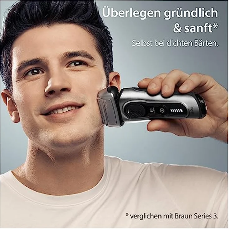 Braun Series 8 Rasierer Herren mit 4+1 Scherkopf, Elektrorasierer, Präzisions-Langhaarschneider, Ladestation, 60 Min Laufzeit, Wet & Dry, Geschenk Mann, Made in Germany 8517s, Silber – Bild 2