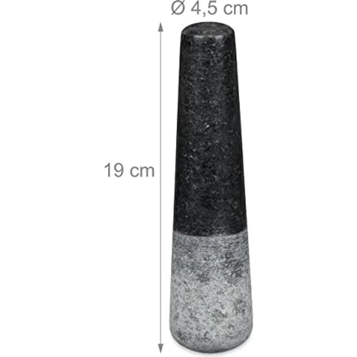 Relaxdays Granit Mörser mit Stößel, robust & langlebig, Gewürze, Kräuter, polierter Steinmörser, Ø 13 cm, 500ml, schwarz – Bild 6