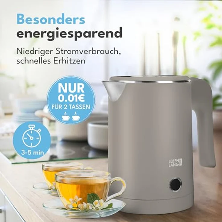 Lebenlang Reise-Wasserkocher Mini, 600W, kompakt und BPA-frei, schwarz & weiß, Edelstahlgehäuse, energiesparend, schnelle Aufheizzeit – Bild 4