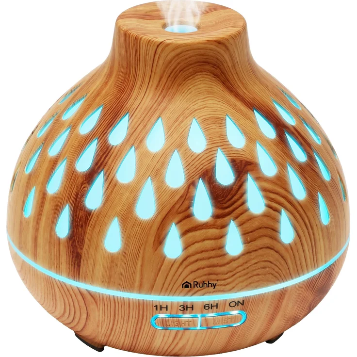 RUHHY Aroma Diffuser 400 ml – Ultraschall Luftbefeuchter & Aromatherapie mit 7-farbiger LED Beleuchtung, Timer & Auto-Abschaltung, leise für Schlafzimmer & Büro