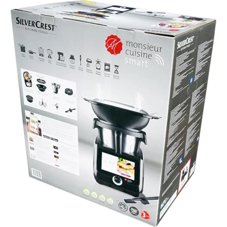 Silvercrest Monsieur Cuisine smart SKMS 1200 B3 mit 1200W, 8"-Touchdisplay, Linkslauf, integrierter Waage & Kochfunktionen – Bild 3