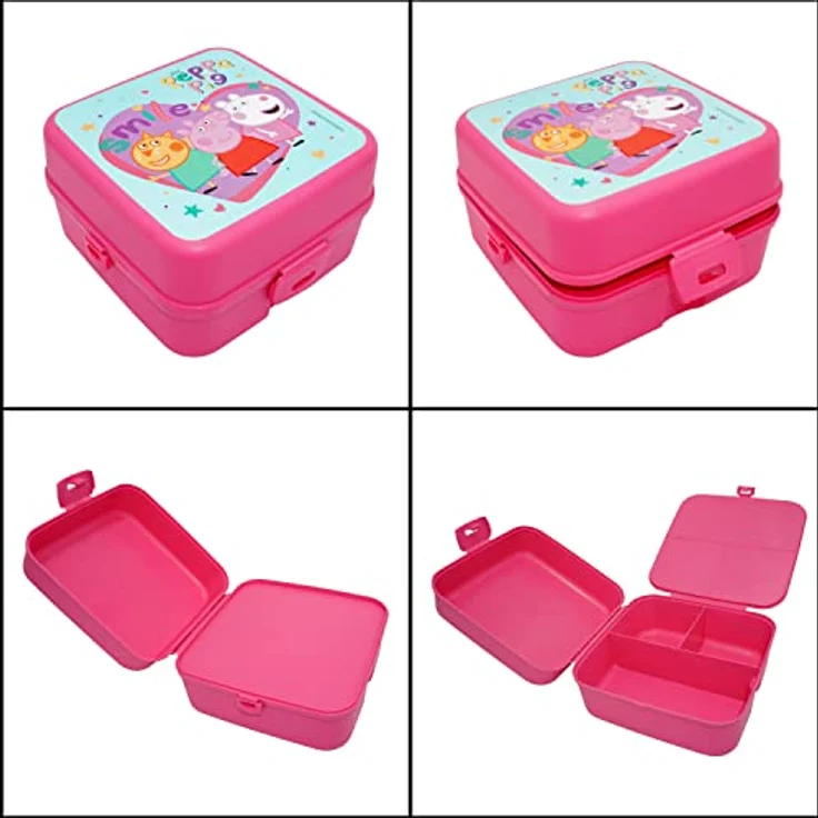 HOVUK Peppa-Pig Lunchbox 14 cm, lebensmittelechter Kunststoff-Lunchbehälter für Kinder, mikrowellen- und spülmaschinenfest, Sandwich-Box für Kinder und Mädchen ab 3 Jahren – Bild 5