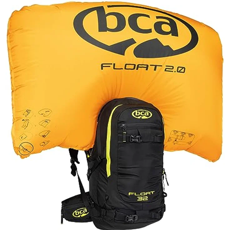 K2 FLOAT 32 Tourenrucksack, vollausgestattet mit originalem Float Lawinen Airbag, schwarz - radioaktive lime – Bild 1