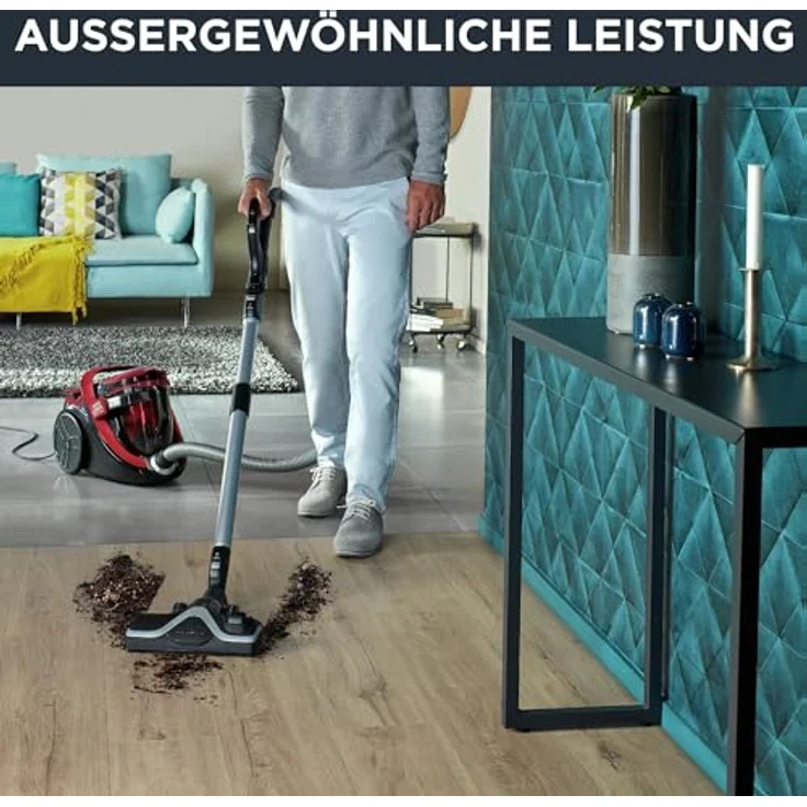 Rowenta RO7649 Silence Force Cyclonic Parkett | Beutelloser Staubsauger | Vacuum-Cleaner | Sehr Leise | 2,5L Staubvolumen | Tierhaar | Auto | Schwarz-Rot – Bild 4