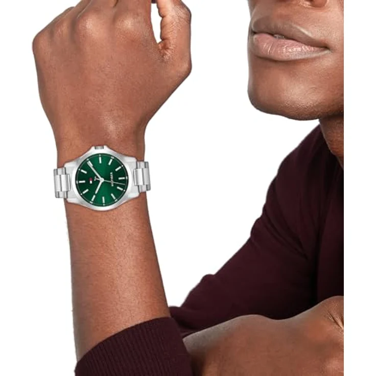 Tommy Hilfiger Quarzuhr BRUCE 1710672, Herrenuhr mit grünem Zifferblatt und Edelstahlarmband – Bild 6