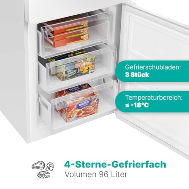 Bomann XXL Kühlschrank mit Gefrierfach 186cm | 60cm breit | Kühlgefrierkombi 315L | 40db | KG 7357 weiß – Bild 5