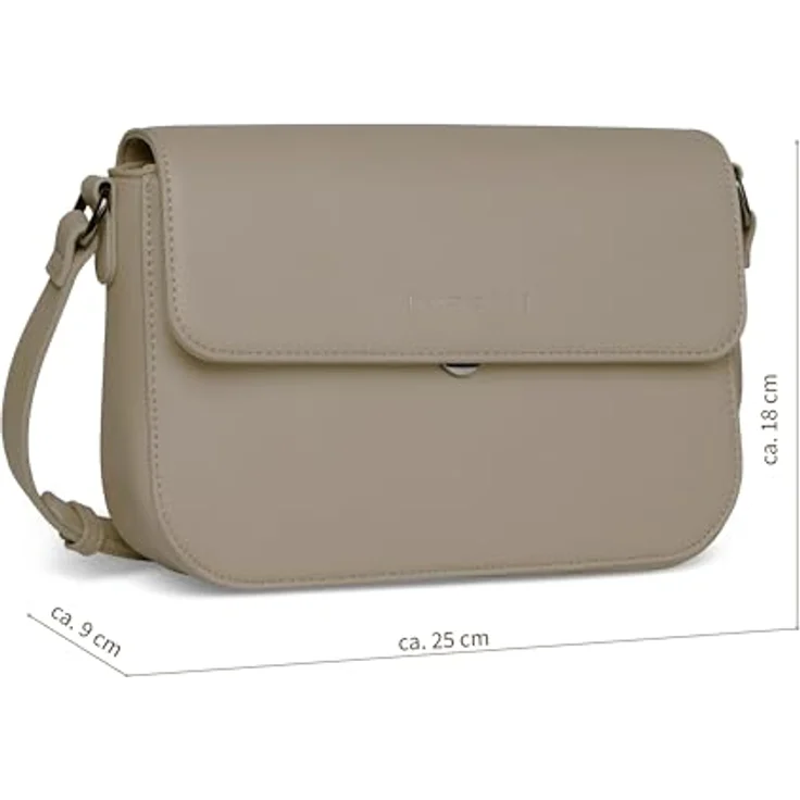 Bugatti Almata Umhängetasche M, 25 cm, Beige, strapazierfähiges Polyurethan, verstellbarer Schultergurt, Reißverschlussfach – Bild 2