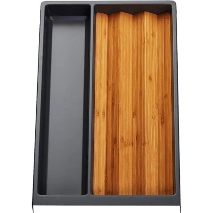 Orga-Box SEPARADO Individual, Mehrzweckeinsatz schiefergrau genarbt mit Bambus Gewürzeinsatz, 300 x 474 x 51 mm, für Schubladen ab 40 cm – Bild 1